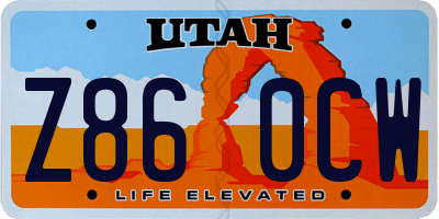 UT license plate Z860CW