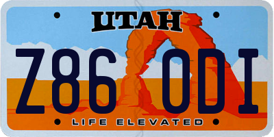 UT license plate Z860DI