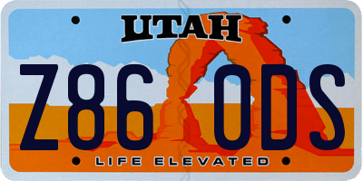 UT license plate Z860DS