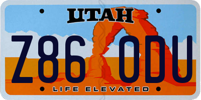 UT license plate Z860DU