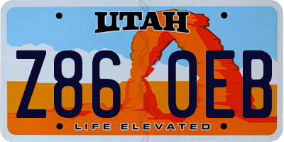 UT license plate Z860EB