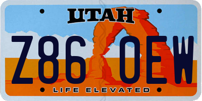 UT license plate Z860EW