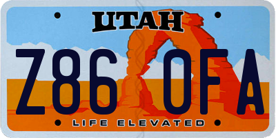 UT license plate Z860FA