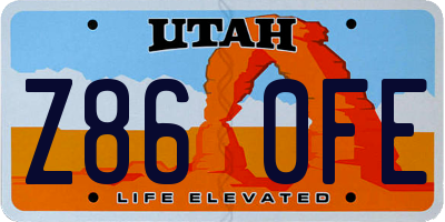 UT license plate Z860FE