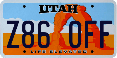 UT license plate Z860FF