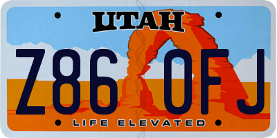 UT license plate Z860FJ