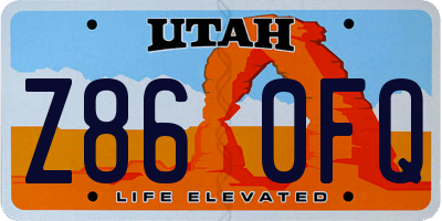 UT license plate Z860FQ