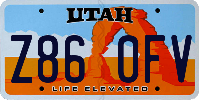 UT license plate Z860FV