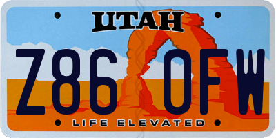 UT license plate Z860FW