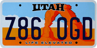 UT license plate Z860GD