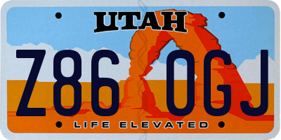 UT license plate Z860GJ