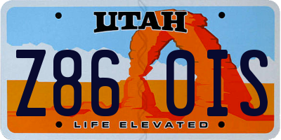 UT license plate Z860IS