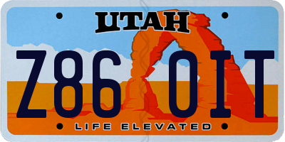 UT license plate Z860IT
