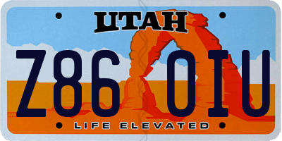 UT license plate Z860IU