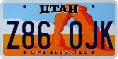UT license plate Z860JK