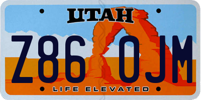 UT license plate Z860JM