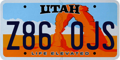 UT license plate Z860JS