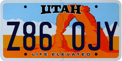 UT license plate Z860JY