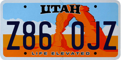 UT license plate Z860JZ
