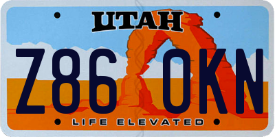 UT license plate Z860KN