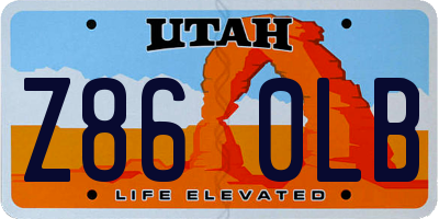 UT license plate Z860LB