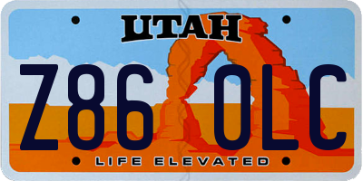 UT license plate Z860LC