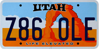 UT license plate Z860LE