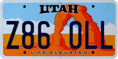 UT license plate Z860LL