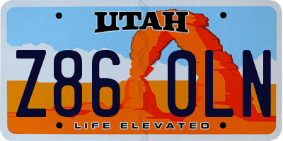 UT license plate Z860LN