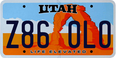UT license plate Z860LO
