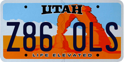 UT license plate Z860LS