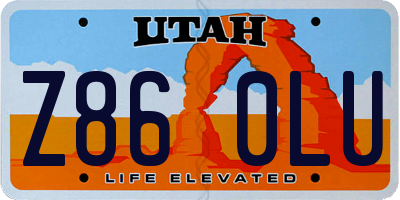 UT license plate Z860LU