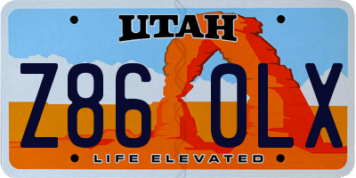 UT license plate Z860LX