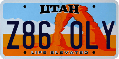 UT license plate Z860LY