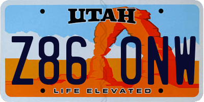 UT license plate Z860NW