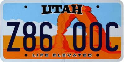 UT license plate Z860OC