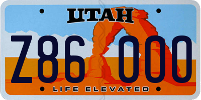 UT license plate Z860OO