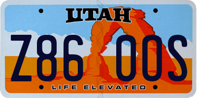 UT license plate Z860OS