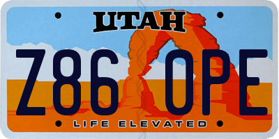 UT license plate Z860PE