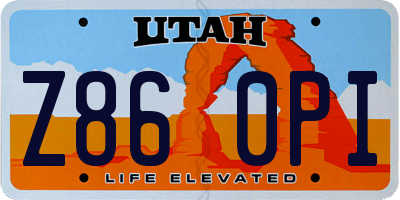 UT license plate Z860PI