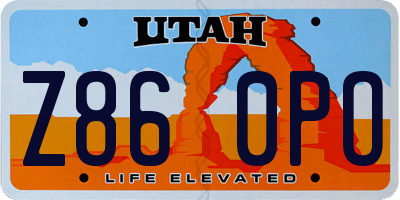 UT license plate Z860PO
