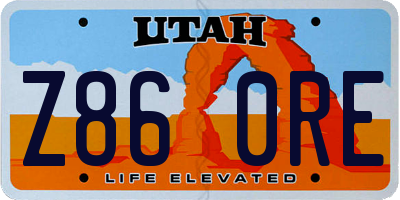 UT license plate Z860RE
