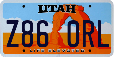 UT license plate Z860RL