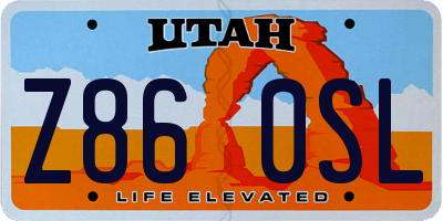 UT license plate Z860SL