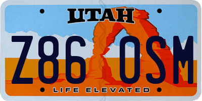 UT license plate Z860SM