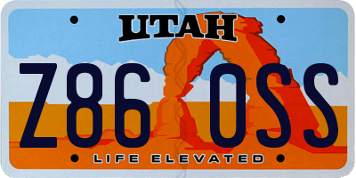 UT license plate Z860SS