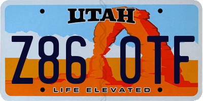 UT license plate Z860TF