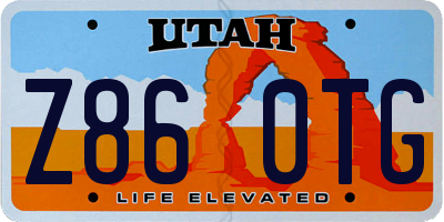 UT license plate Z860TG