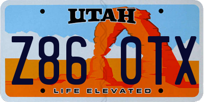 UT license plate Z860TX
