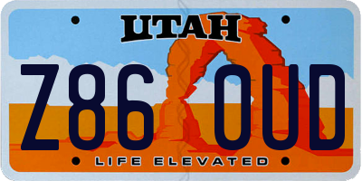 UT license plate Z860UD